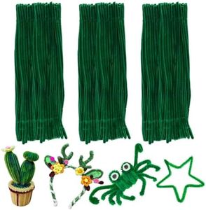 Green Pipe Cleaners, 300pcs Christmas Craft Supplies, Pipe Cleaners Craft Bulk, Chenille Stems, DIY Arts & Decorations
