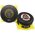 Pyle Car Two Way Speaker System-Pro 4 Inch 140 Watt 4 Ohm Mid Tweeter Component Audio Sound Coaxial Speakers For Car Stereo w/20 Oz Magnet,1.85” Mount Depth Fits Standard OEM(Pair),Yellow