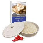 8 Inches Ceramic Tortilla Warmer by StarBlue with FREE Recipes ebook - White, Insulated One Hour and Holds up to 24 Tortillas, Chapati, Roti, Microwavable, Oven Safe