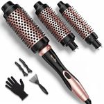 Terviiix Thermal Brush Set 3 in 1, Ceramic Curling Wand, Fast Heating Hot Brush, 3 Interchangeable Travel Curling Irons for Short, Medium & Long Hair(32mm, 38mm & 45mm), Dual Voltage