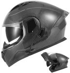 TTMiku Modular Motorcycle Helmet Full Face Flip Up Dual Visor for Adult DOT Approved - ATV UTV Adventure Street Bike Scooter Cruiser Snowmobile Moto Casque, Carbon Fiber, L