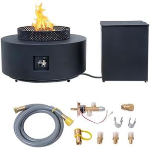 32-inch Fire Table with Natural Gas Conversion Kit, 65,000BTU Outdoor Modern Patio Fire Pit Table w/Lid, Lava Rocks,Tank Cover, Rain Cover,Black