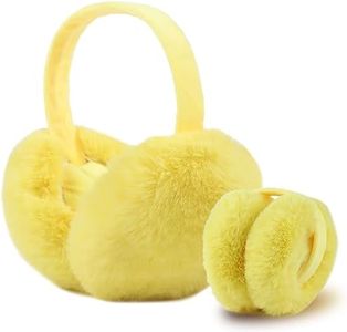 Yuoahcn Women Winter Ear Muffs Faux Fur Warm Earmuffs Lady Girls Plush Ear Warmers Outdoor Ear Covers Headband (Foldable Yellow)
