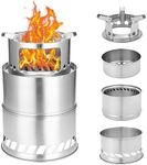 CLIUNT Table Top Fire Pit, Smokeless Stainless Steel Firepit, Mini Outdoor Stove with Stand, Small Fire Pit for Camping, Outdoor & Patio - Wood Burning/Pellet Fueled