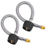 SHINESTAR 12inch Pigtail Stainless Braided RV Propane Hose Connector with Type 1 Connection - Acme x 1/4 Male NPT- 1feet (2 Pack)