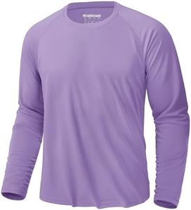 KEFITEVD Work Shirts for Men Fishing Shirts Performance Shirt Men Running Workout Shirts Rash Guard T-Shirts Light Purple