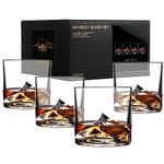 LIITON Everest Mountain Whiskey Glasses Set of 4, Freezable Old Fashioned Glass Chills Cocktails, Bourbon, Scotch with 1lb of Frozen Crystal, Gifts for Men on Fathers Day, Christmas, Birthday