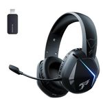 SOMiC Stincoo 2.4G Wireless Gaming Headset for PS4, PS5, PC, with Detachable Mic and RGB LED, Surround Sound, Bass, Over Ear Headphone with Game/Audio/Live Broadcast Sound Mode, Wireless/Wired Use