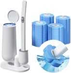 KAHIOE Disposable Toilet Brush with 24PCS Cleaner Refills, Bathroom Bowl Wand Holder Set for Sink Bathtub Wash Basin Mop Pool (Toilet Cleaning Kit)