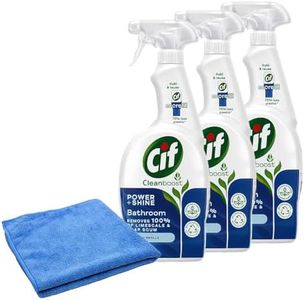 Direct Mart Cif Cleanboost Power & Shine Bathroom Spray Pack of 3 x 700 ml | 100% Soap Scum & Limescale Removal for Multi-Surface with Multipurpose Assorted Microfibre Cloth