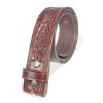 RESISTANCE Cowboy No Buckle Belt For Men | 1.5" Wide Western Belt Leather Strap | Western Belt for Jeans, Floral Dark Brown, 34