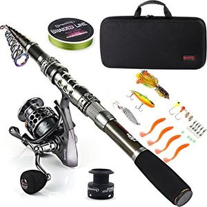 Sougayilang Fishing Rod Combos with Telescopic Fishing Pole Spinning Reels Fishing Carrier Bag for Travel Saltwater Freshwater Fishing-2.4M/7.87FT