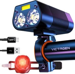 victagen USB Rechargeable Bike Light,Super Bright 2400 Lumens and Free Bike Tail Light Helmet Light, Waterproof Bicycle Headlight and Taillight, Easy to Mount Fits for Mountain Bikes