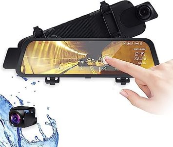 RexingUSA M1 HD Dual Channel 10" IPS Touch Screen Mirror Dash Cam - 1296p + 720p, Wide Angle, Streaming Media DVR, Rear View, Backup Camera, G-Sensor, Loop Recording - Ideal for Safe Driving