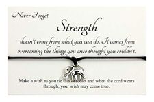 Life Inspirational,Strength Doesn't Come From What You Can Do Handmade Elephant Charm Wish bracelet,Organza Gift bag(Black)