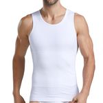 JIZIYUER Compression Tank for Men Shapewear Waist Trainer Vest Workout Tank Tops Slimming Body Shaper Undershirts Muscle Vest(White L)