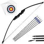 DOSTYLE Archery Takedown Recurve Bow and Arrow Set Hunting Long Bow Kit for Outdoor Shooting Training