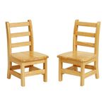 ECR4Kids 10" Hardwood 3-Rung Ladderback Chair, Natural (2-Pack)