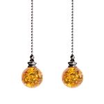 Crystal Ice Crack Ball Blind Cord Chandelier Handle Pull Chain Extension with Connector for Ceiling Light Fan Chain with Amber Color(Pack of 2)