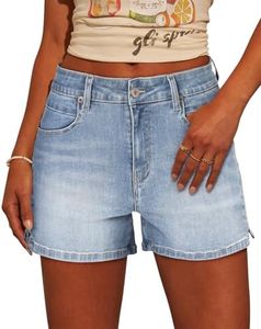 CHICZONE Womens Mid-High Rise Stretchy Denim Shorts Ladies Distressed Washed Light Blue Jean Shorts XXL