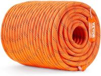 VEVOR Double Braided Polyester Rope, 1/2 in x 220 ft, 48 Strands, 8000 LBS Breaking Strength Outdoor Climbing Rope, Arborist Rigging Rope for Rock Hiking Camping Swing Rappelling Rescue, Orange/Black