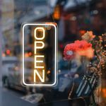 LED Open Signs for Business, 16 x 9 Inch Open Neon Sign with ON/OFF Switch Adapter, Ultra Bright Advertisement Board, Electric Light Up Signs for Bars, Restaurant, Coffee Shop, Hotel etc (Vertical)