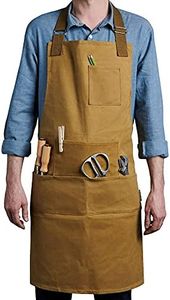 Case4Life - Heavy Duty Apron With Pockets - Waxed Canvas Work Apron With Multiple Pockets For Hand Tools & Adjustable Straps - For Bartenders, Barbers, Florists, Chefs, Gardeners