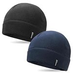 OUTDOOR SHAPING 2 Pack Tactical Fleece Cap Winter Warm Beanie Military Army Watch Cap Gift for Men Women, Black+navy, One size