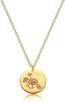 MEVECCO Gold Birth Flower Coin Necklace for Women 12 Month Aprl Daisy Disc Pendent 18K Gold Plated Personalized Flora Necklace Birthday Jewelry for Her