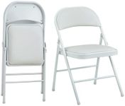 KAIHAOWIN 2-Pack Vinyl-Padded Folding Chair Metal Frame Heavy Duty Foldable Chair with Backrest&Padded Seats for Dining Meetings Wedding Off-White