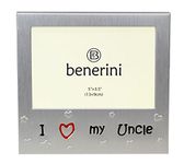 I Love My Uncle ' - Expressions Photo Picture Frame Gift - 5 x 3.5 - Brushed Aluminium Satin Silver Color by benerini