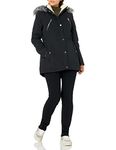 NAUTICA Women's Micro Fiber Parka Anorak with Hood/Faux Fur Trim, Black, S