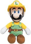 Sanei Super Mario Bros Builder Luigi Stuffed Animals Plush Toys, 10 Inch Tall, Multicolour