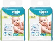 Amazon Brand - Supples Premium Diapers, Large (L), 27 Count, 9-14 Kg, 12 hrs Absorption Baby Diaper Pants (Pack of 2)