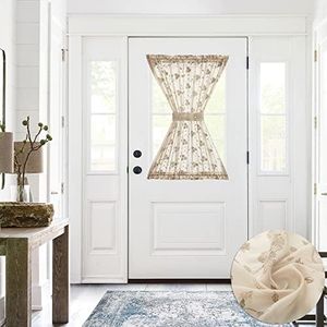 Lazzzy Tuape French Door Panel Curtains Floral Embroidered Sheer French Door Curtains Rod Pocket 1 Tie Back Included 1 Piece 40 Inch