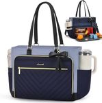 LOVEVOOK Lunch Bag, Tote Bag for Women with Insulated Lunch Compartment & Cup Holder, Insulated Lunch Bag Fit 17.3 Inch Laptop, Water Resistant Large Capacity Work Tote for Teacher, Nurse, Office