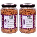 Cravez Natural Almonds Mamra -1Kg - Super Saver Box - Pack of 2 (Grade A ++ Nuts, Premium,Rich In Oil , Imported) Richest Natural Source of Vitamins, Magnesium & Protien | Special Mamra Badam Giri | Packed In Reusable Premium Jar | Diwali Combo dry fruit gift box for family and friends , hamper