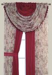 Sapphire Home Sheer Curtains - Two Tone 4 Panels Set w/Valance & Tiebacks, 55"x95", Lightweight Light-Filtering Window Curtain for Living Room, Bedroom, Kitchen, Dining Room - Floral Rose/Burgundy