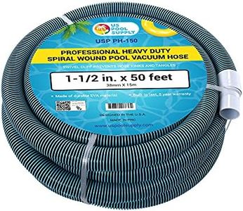 U.S. Pool Supply 1-1/2" x 50 Foot Professional Heavy Duty Spiral Wound Swimming Pool Vacuum Hose with Kink-Free Swivel Cuff & Flexible