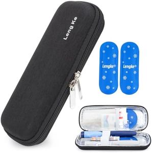 YOUSHARES Insulin Travel Pen Case with 2 travel Ice Packs - Small EVA Diabetic Travel Case Portable Cooling Bag for Medication Cooling Insulation, Epi Pen Carrying Bag (Black)