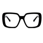 Zeelool Oversized Square Glasses Frame for Women Men with Non-prescription Clear Lens JGA962156, Black, Large