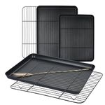 HaWare Baking Sheet with Cooling Rack Set, Non Stick Cookie Sheet with Wire Racks for Cooking Roasting, Heavy Duty Baking Pans Set, Included 3 Different Sizes, Healthy Non Toxic, Dishwasher Safe