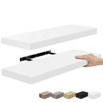 Sorbus Floating Shelves for Wall - 24" x 9" Long Hanging Shelf for Home & Kitchen, Living Room, Bedroom, Bathroom Shelves Over Toilet - 2 White Floating Wall Shelves for Wall Decor Trophies, Bookshelf