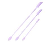 COSKIRA 3pcs Small Makeup Spatulas Set, 3 Sizes Double-Ended Mini Silicone Spatula Scraper Set Multifunctional Long Spoons for Cosmetics Kitchen Food Thin Jars Bottles Cans Beauty Spatula (Purple)