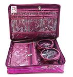 atorakushon Satin Purple Jewellery Pouch Necklace Kit Vanity Bag Makeup Pouch Wedding Organizer For Women And Girls