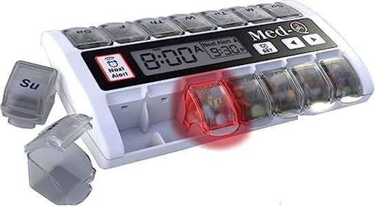 MED-Q Digital Pill Box Organizer, 2 Beep Reminder, LED Alert, WHITE