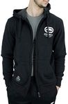 Ecko Men's Designer Long Sleeve Full Zip Up Hoodie, Black, Grey, Blue (Small, Black)