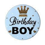 Hippity Hop Birthday Boy Button Badges Decoration Material for Happy Birthday, Theme Birthday, 30th birthday, 40th, 50th, 60th,- 3 inch approx, metal badge