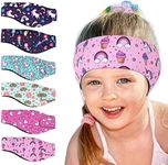 6 Pcs Swimming Headbands for Kids, Adjustable Swimming Ear Protection Bands Cute Cartoon Waterproof Swim Headbands for Girls Swimmers Age 1-4，Head Circumference 16.5-19.3 Inch