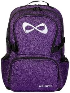 Nfinity Sparkle Backpack for Cheerleaders – Glitter Finish, Lightweight and Durable, with Ample Storage and Adjustable Straps